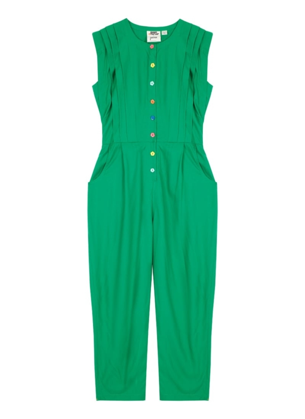 Joanie Clothing Dawn O’Porter X Joanie - Brooklyn Green Button-Down Sleeveless Jumpsuit- UK 26 (Green)