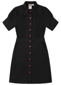 Joanie Clothing Bus Stop X Joanie – Camden Black Jersey Dagger Collar Mini Dress –  UK 26  – Sustainable Organic Cotton (Black)