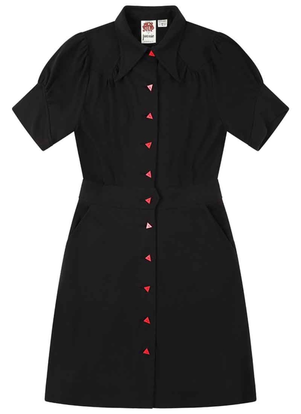 Joanie Clothing Bus Stop X Joanie - Camden Black Jersey Dagger Collar Mini Dress -  UK 26  - Sustainable Organic Cotton (Black)