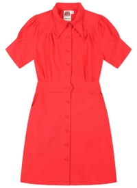 Joanie Clothing Bus Stop X Joanie – Camden Red Jersey Dagger Collar Mini Dress –  UK 26  – Sustainable Organic Cotton (Red)