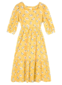 Joanie Clothing Candice Yellow Cat Print Midi Dress –  UK 14 (Yellow)