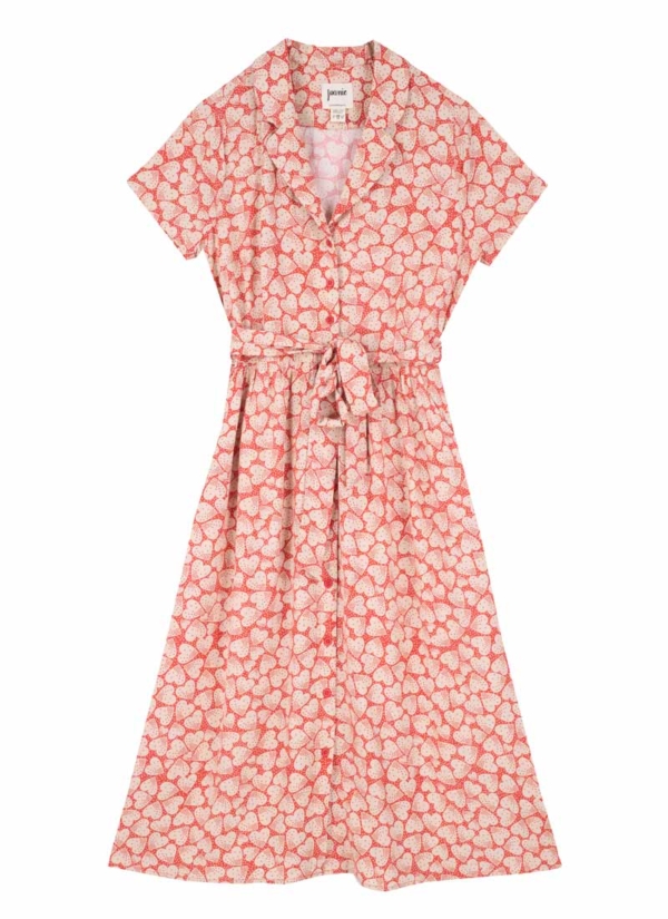 Joanie Clothing Carly Coral Heart Print Dress -  UK 22 (Pink)