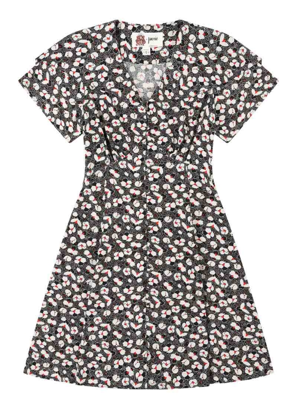 Joanie Clothing Bus Stop X Joanie - Chelsea Flounce Collar Tea Dress -  UK 26 (Black)