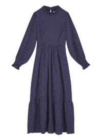 Joanie Clothing Corina Polka Dot Print Midaxi Dress –  UK 14 (Navy)