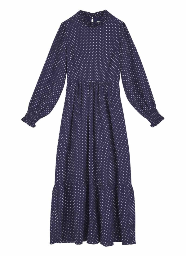 Joanie Clothing Corina Polka Dot Print Midaxi Dress -  UK 14 (Navy)