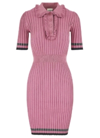 Joanie Clothing Cosima Sparkle Ribbed Knitted Mini Dress – Pink – Large (UK 16-18) (Pink)