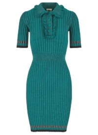 Joanie Clothing Cosima Sparkle Ribbed Knitted Mini Dress – Green – XL (UK 20-22) (Blue)