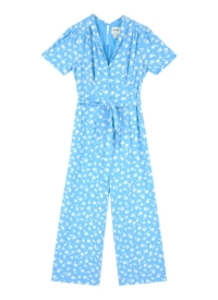 Joanie Clothing Dani Tulip Print Button-Down Jumpsuit –  UK 22 (Blue)