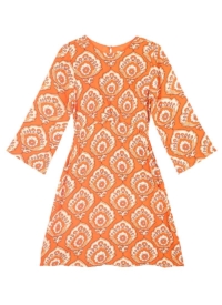 Joanie Clothing Effie Orange Oversized Paisley Print Mini Dress –  UK 26 (Orange)