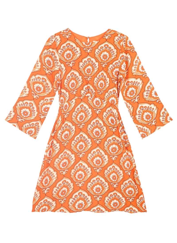 Joanie Clothing Effie Orange Oversized Paisley Print Mini Dress -  UK 26 (Orange)