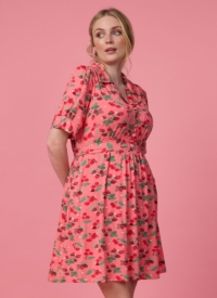 Joanie Clothing Eleanor Berry Print Jersey Tea Dress –  UK 26 (Pink)