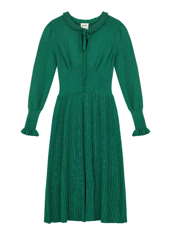 Joanie Clothing Fey Metallic Knit Midaxi Dress - Green -  UK 22 (Green)