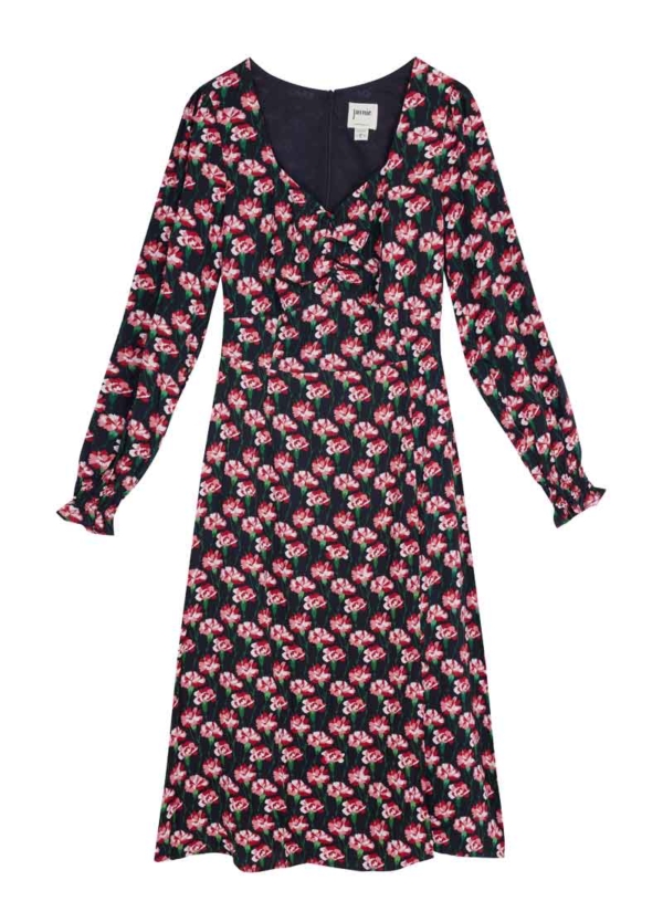 Joanie Clothing Florrie Floral Midi Tea Dress -  UK 20 (Pink)