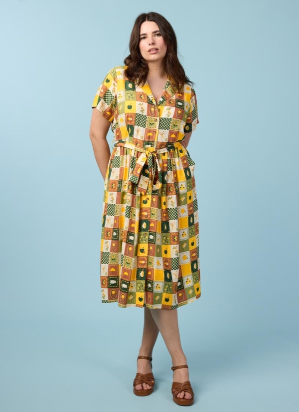 Joanie Clothing Carly Patchwork Print Dress -  UK 26 (Green)