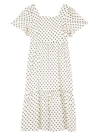 Joanie Clothing Georgia Polka Dot Print Square Neck Dress –  UK 22 (White)