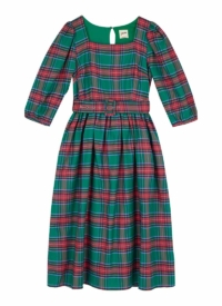 Joanie Clothing Gina Puff Sleeve Tartan Midi Dress – Green –  UK 22 (Green)