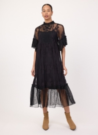 Joanie Clothing Havisham High Neck Lace Midi Dress – Black – Extra Large (UK 20-22) (Black)