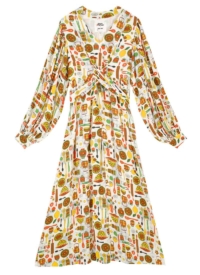 Joanie Clothing Dawn O’Porter X Joanie – Hemingway Kitchen Utensils Print Midaxi Dress –  UK 26 (White)