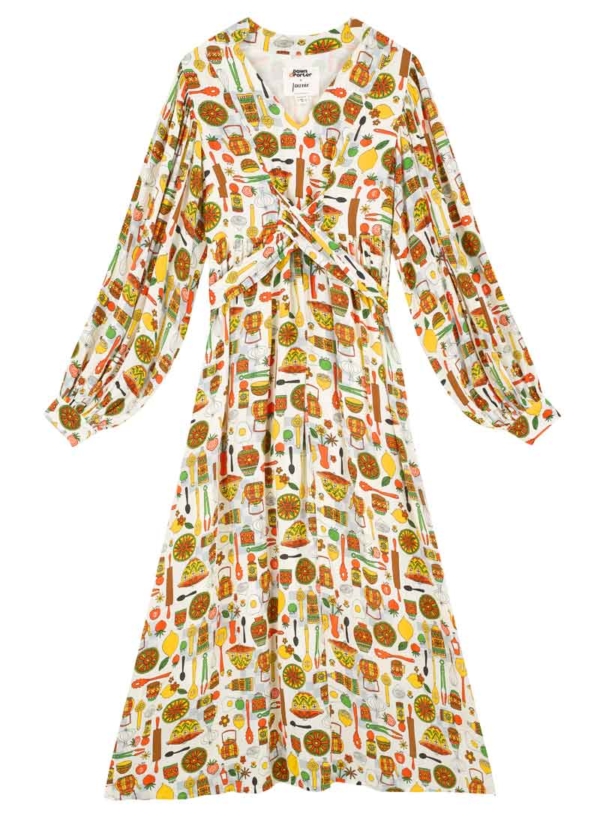 Joanie Clothing Dawn O’Porter X Joanie - Hemingway Kitchen Utensils Print Midaxi Dress -  UK 26 (White)