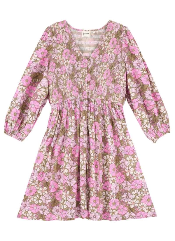 Joanie Clothing Henderson Pink Floral Print Smock Dress - Extra Large (UK 20-22) (Pink)