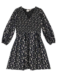 Joanie Clothing Henderson Black Floral Print Long Sleeve Smock Dress – Large (UK 16-18) (Black)