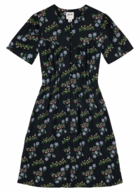 Joanie Clothing Ida Black Floral Print Tea Dress –  UK 20 (Black)