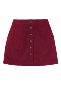 Joanie Clothing Janet Corduroy A-Line Skirt – Cabernet –  UK 14 (Red)