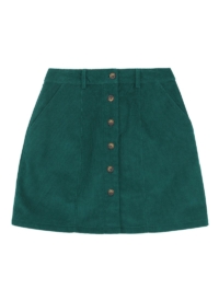 Joanie Clothing Janet Corduroy A-Line Skirt – Green –  UK 22 (Green)