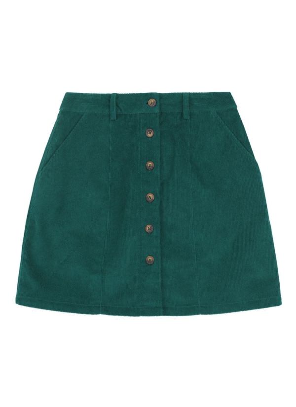 Joanie Clothing Janet Corduroy A-Line Skirt - Green -  UK 22 (Green)