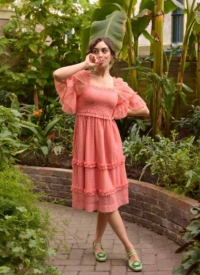 Joanie Clothing Jini Square Neck Polka Dot Mesh Dress – Pink –  UK 26 (Pink)