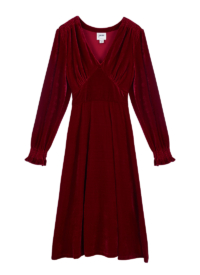 Joanie Clothing Juno Long Sleeve Velvet Midi Dress – Cabernet –  UK 22 (Red)