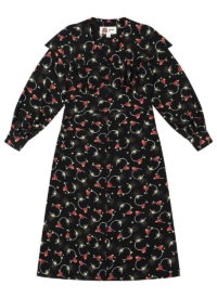 Joanie Clothing Bus Stop X Joanie – Kensington Flounce Collar Midi Dress –  UK 26 (Black)