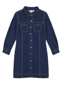 Joanie Clothing Lowri Mid-Wash Denim Shirt Dress –  UK 20 (Navy)