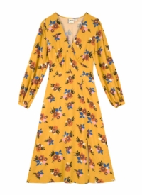 Joanie Clothing Lucid Floral Print Midi Dress- UK 22 (Yellow)