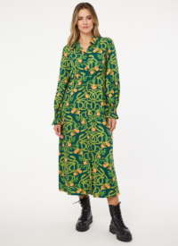 Joanie Clothing Mallory Serpents And Apples Print Midaxi Dress –  UK 26 (Green)