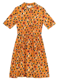 Joanie Clothing Martha Vintage Camera Print Jersey Dress – 8 (Orange)