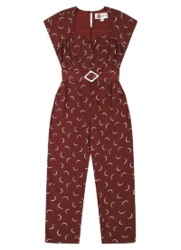 Joanie Clothing Bus Stop X Joanie – Marylebone Crescent Moon Print Jumpsuit –  UK 26 (Red)
