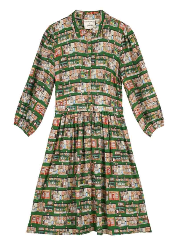 Joanie Clothing Coronation Street X Joanie - Macdonald Coronation Street Print Dress- UK 26 (Green)