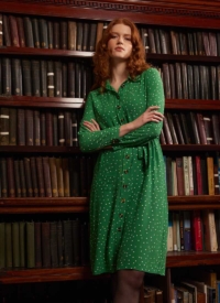 Joanie Clothing Mina Spot Print Button-Down Midi Dress – Green –  UK 26 (Green)