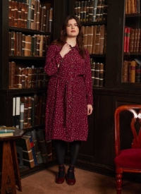 Joanie Clothing Mina Spot Print Button-Down Midi Dress – Cabernet –  UK 26 (Red)