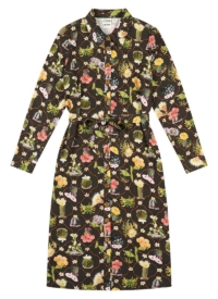 Joanie Clothing Natural History Museum X Joanie – Mina Cactai Print Button-Down Midi Dress –  UK 20 (Green)