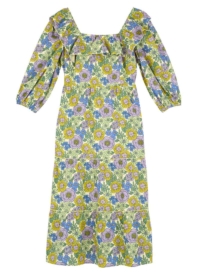Joanie Clothing Miranda Square Neck Floral Print Midi Dress –  UK 22 (Green)