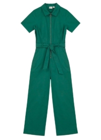 Joanie Clothing Mork Denim Short Sleeve Boilersuit – Forest Green –  UK 12 (Green)