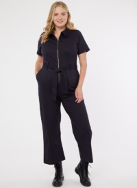 Joanie Clothing Mork Short Sleeve Boilersuit – Black –  UK 12 (Black)