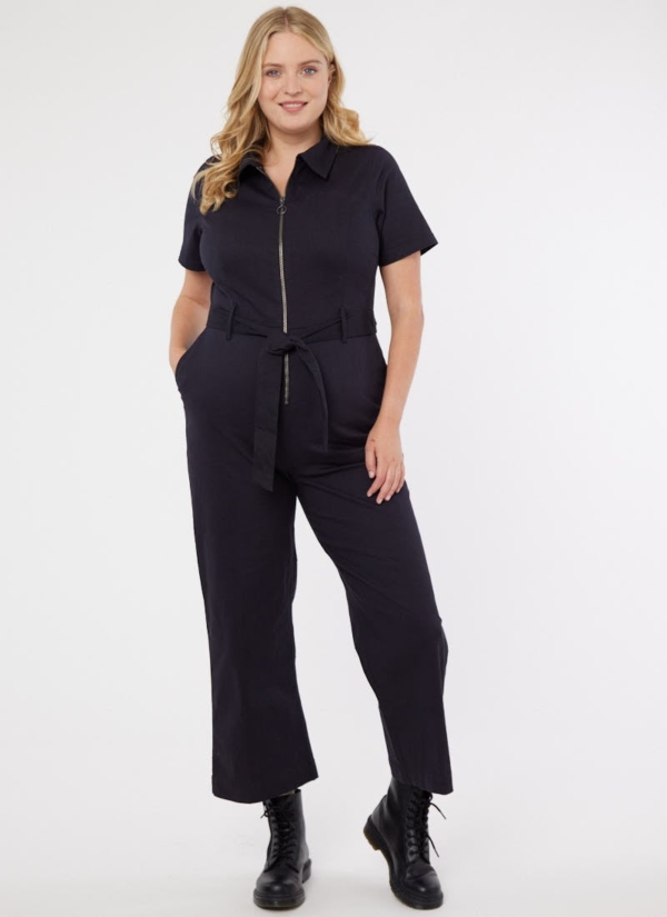 Joanie Clothing Mork Short Sleeve Boilersuit - Black -  UK 12 (Black)