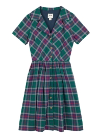 Joanie Clothing Pepita Check Print Shirt Dress – Green –  UK 22  – Sustainable Organic Cotton (Green)