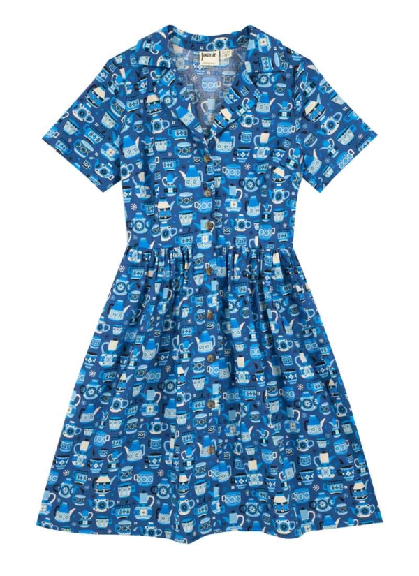 Joanie Clothing Pepper Pottery Print Shirt Dress -  UK 22 (Blue)