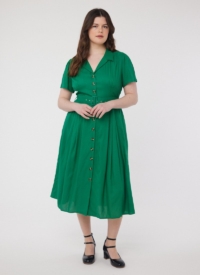 Joanie Clothing Phillipa Belted Midi Tea Dress – Green- UK 26 (Green)