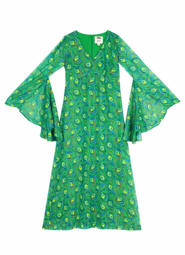 Joanie Clothing Dawn O’Porter X Joanie - Pinacolada Peacock Print Midaxi Dress -  UK 26 (Green)