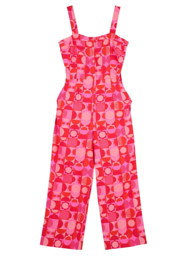 Joanie Clothing Randi Geometric Tile Print Jumpsuit -  UK 10 (Pink)